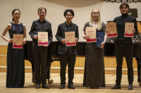 zľava J. Lee, D. Degavino, Y. Amako, A. Kliuchareva, H. Herman  99 J. N .Hummel Piano Competition Round 3 RESULTfoto A Trizuljak w