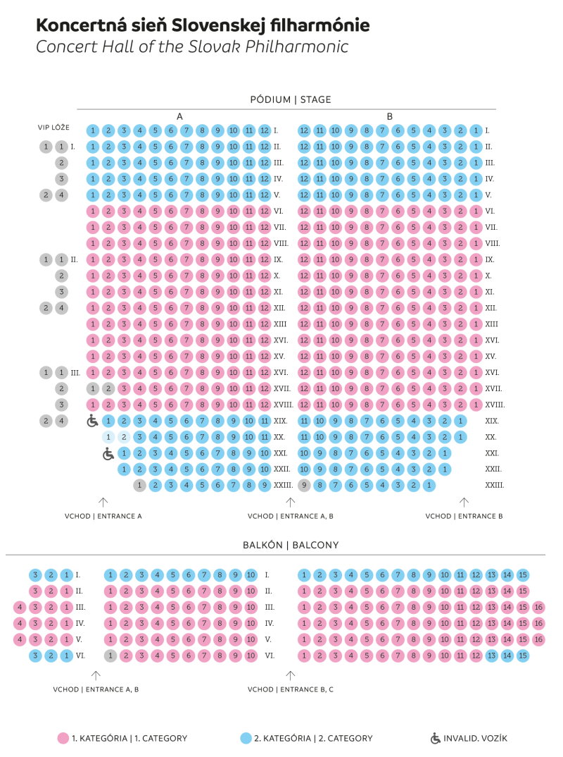 Koncertná sieň Slovenskej filharmónie – plán sedadiel